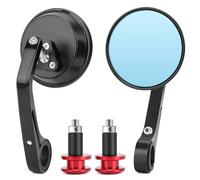 WODHMIEY Espejos retrovisores moto, 360° giratorios para manillar 22mm, CNC aluminio rojo, retrovisores antirreflejos universales para motocicleta 17mm (Rojo)
