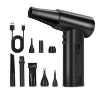 WODHMIEY Soplador de aire eléctrico portátil, mini soplador recargable para limpieza PC y coche, aire comprimido sin cable, 130000RPM, velocidad ajustable, con 8 boquillas