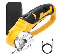 WODHMIEY Tijeras Eléctricas Recargables 220RPM, Cortador Eléctrico de Cartón, Cizalla Eléctrica Portátil con Luz LED y Seguridad, para Costura, DIY y Reciclaje de Cartón (Amarillo)
