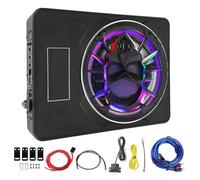 WODHMIEY Vehículo, subwoofer activo, 10 pulgadas, ultradelgado, debajo del asiento, pico de 800 W, Módulo de bajos activos RMS de 220 W, amplificador integrado, ajustable, paso bajo, aumento de graves
