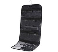 WODISON Neceser Plegable Transparente para Colgar artículos de Aseo de Viaje, Organizador de cosméticos, Black, Talla única