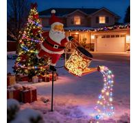 wodjcks Luces solares navideñas Tipo Tetera, Luces solares navideñas de Papá Noel Tipo Tetera, Luz Decorativa para jardín o césped, Decoración Exterior para Patio, Camino o Sendero, Regalos navideños