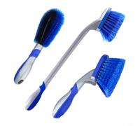 Wodsty 3 cepillos de mango largo para limpieza de llantas de coche, cepillo ergonómico de PVC con cerdas suaves, herramientas de lavado azules para ruedas de vehículos y subsuelo