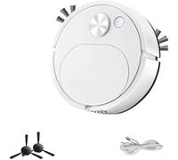 Wodsty 3-en-1 Smart Robot Aspirador con aspirador de barrido trapeador 1200Pa Delgado 18Cm Camino aleatorio Bajo ruido para el hogar Piso duro Pelo de mascotas Blanco Negro Amarillo (Blanco)