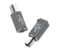 Wodsty Adaptador de tipo C a cuadrado de aleación de aluminio, transferencia de datos y adaptador de cargador para impresora de piano digital, cable de conexión tipo C de aluminio (gris)