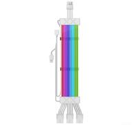 Wodsty Alargador de cable GPU ARGB de 5 V, 3 x 8 pines, ABS (12P) | Silicona flexible, conector de 24 pines, 24 ledes, diseño blanco, fácil instalación en PC