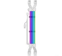 Wodsty Alargador de cable GPU ARGB de 5 V, 3 x 8 pines, ABS (2 x 8P) | Silicona flexible, conector de 24 pines, 24 ledes, diseño blanco, fácil instalación en PC