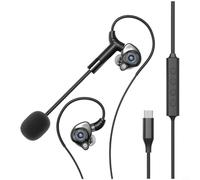 Wodsty Auriculares in-ear para transmisión en vivo, optimización de sonido dsp, diseño con cable con micrófono extraíble, calidad de estudio (negro)