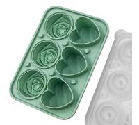 Wodsty Bandeja de hielo de silicona con forma de corazón rosa con tapa de embudo para cubitos de hielo románticos en 5 colores