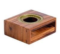 Wodsty Calentador de té para té de flores con base de madera de nogal, junta de aleación de calor uniforme, bandeja de velas estilo cajón, anillo de acero inoxidable, marrón, 5.9 x 5.1 x 2.36 pulgadas