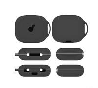 Wodsty Carcasa de silicona para Soundcore AeroFit 2, para carcasa resistente con mosquetón, fina, ligera, portátil, funda para auriculares inalámbricos (negro)