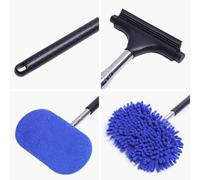 Wodsty Cepillo de limpieza de cristales de acero inoxidable con fundas | Cepillo limpiador de parabrisas 3 en 1 con mango extensible de 101 cm