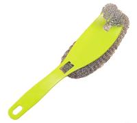 Wodsty Cepillo ergonómico de mango largo con bola de limpieza integrada, agarre antideslizante para manchas difíciles en utensilios de cocina, estropajo de cocina multiusos suave, color verde