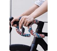Wodsty Cinta para manillar de bicicleta de algodón puro, antideslizante y amortiguadora, 30 mm x 2,8 mm, absorbe el sudor para mayor comodidad, patrón Tujia Brocade, juego de 2 unidades con tapas