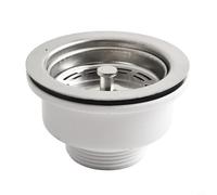 Wodsty Colador de fregadero de cocina con brida de acero inoxidable de 90 mm, kit de desagüe para agujeros de 70-80 mm, cesta extraíble fácil de limpiar, color plateado