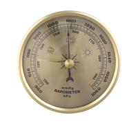 Wodsty Colgante de pared para barómetro tipo esfera, estación meteorológica para interiores y exteriores, con termómetro higrómetro integrado, dorado de 90 mm multifuncional