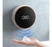 Wodsty Dispensador automático de jabón de espuma de gel de 300 ml, soporte de pared sin contacto con temperatura y fuente de potencia, niveles de espuma ajustables, construcción ABS + PP para baño