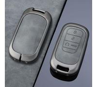 Wodsty Funda de cuero de metal para llavero para Honda Civic Accord CrV HrV Pilot Vezel ZrV 20222024, carcasa protectora de aleación de zinc con piel de microfibra de protección completa para llave de