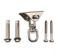 Wodsty Gancho de techo giratorio de 360 grados para silla columpio, capacidad de 450 kg, placa fija de acero inoxidable para jardín, patio, yoga, accesorios para pájaros, color plateado