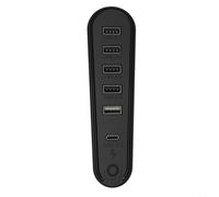 Wodsty Hub USB RGB para consola PS5 Pro/Slim, 6 puertos (1 x USB C 3.0, 4 x USB-A 2.0), transferencia de datos de alta velocidad y estación de carga, accesorio compacto, color negro