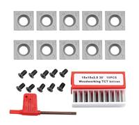 Wodsty Insertos cuadrados de carburo de 15 x 15 x 25 mm 4R05 para torneado de torno de madera, ángulo de corte de 30, 4 bordes utilizables, paquete de 10 con tornillos y llave
