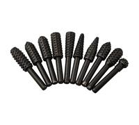 Wodsty Juego de 10 limas giratorias para carpintería con vástago de 1/4 pulgadas, cabezal de molienda de 635 mm para taladros eléctricos e inalámbricos, para madera, plástico y tallado y moldeado de