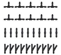 Wodsty Juego de 30 boquillas de lavado de parabrisas, conector de manguera tipo T/Y/I de plástico, repuesto para el lavado de parabrisas de coche, color negro