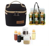 Wodsty Juego de 7 tarros de condimentos para camping, kit de botellas de especias portátiles con 4 botellas grandes y 3 pequeñas para mascotas, bolsa de almacenamiento de tela Oxford 600D para cocinar