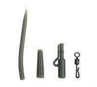 Wodsty Juego de accesorios de pesca de carpa, 120 piezas, clips líderes de seguridad, fundas giratorias rápidas antienredos, conos de cola para pesca gruesa (verde)