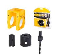 Wodsty Kit de instalación de cerradura de puerta con plantilla guía ajustable, cortadores de agujeros de acero al carbono de 54 mm y 25 mm para puertas de madera (1-3/8 a 1-3/4 pulgadas de grosor)