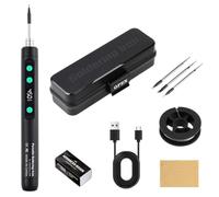 Wodsty Kit de soldador inalámbrico recargable por USB con pantalla LCD, temperatura ajustable de 180 ℃ a 450 ℃, 3 puntas intercambiables, alambre de soldadura y pasta para bricolaje electrónica y