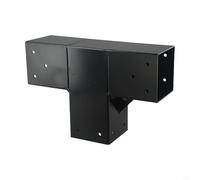 Wodsty Kit de soporte de pérgola de acero de 3 vías en ángulo recto con base para postes de madera estándar de 4 x 4, herrajes de acero al carbono con revestimiento negro para cenador, cobertizo