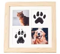 Wodsty Marco de fotos de huellas de mascotas con almohadilla de tinta, marco de memoria de recuerdo de huellas de bebé, pantalla minimalista moderna de MDF (color madera)