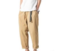 Wodsty Para pantalones de calle retro para hombre con estampado de letras | Corte recto, longitud del tobillo, tejido elástico, impresión de letras, ropa para cuatro temporadas