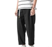 Wodsty Para pantalones de calle retro para hombre con estampado de letras | Corte recto, longitud del tobillo, tejido elástico, impresión de letras, ropa para cuatro temporadas
