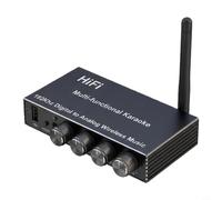 Wodsty Receptor de audio compacto 5.4, convertidor digital analógico con entrada opt / coaxial, soporte USB y mando a distancia para TV, color gris