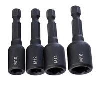 Wodsty Soporte adaptador de enchufe de rosca con vástago hexagonal de 1/4 pulgadas, juego de 4 piezas para M5 M6 M8 M10 M14, hecho de acero 45# para taladro eléctrico manual y reparación de