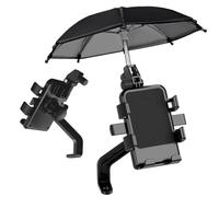 Wodsty Soporte para teléfono de motocicleta con paraguas impermeable y parasol, soporte de navegación de ABS y silicona para manillar o espejo retrovisor, color negro
