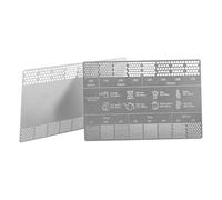 Wodsty Tarjeta de referencia de tamaño de molienda de café de acero inoxidable para comparación de moliendas, niveles de 8 micras, herramienta de metal portátil 304 de grado alimenticio para turco