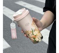 Wodsty Taza de viaje de acero inoxidable de 500 ml con aislamiento de doble pared con asa, a prueba de fugas, taza de café térmica para viajes al aire libre y camping