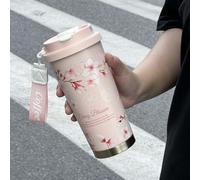 Wodsty Taza de viaje de acero inoxidable de 500 ml con aislamiento de doble pared con asa, a prueba de fugas, taza de café térmica para viajes al aire libre y camping