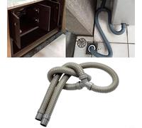 Wodsty Tubo de derivación en Y para cocina de aguas residuales de RV, flexible, juego de manguera de desagüe de PVC con 2 tubos de 40 cm y 80 cm, color gris