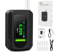 woeaozy Alcoholímetro electrónico - alcoholímetro con Sensor electroquímico y Control de 1 botón, etilómetro con 10 boquillas, Prueba de alcoholemia precisa de la policía