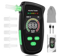 woeaozy Alcoholimetro - Recargable Alcolimetro Portátil Certificado, Alcoholimetro Homologado con Pantalla, 5 Puntas, Medidas de Alta precisión, para Pruebas personales domésticas