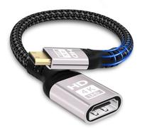 woednx Mini HDMI To HDMI,4K@60HZ 1080P Adaptador Mini HDMI a HDMI Trenza de Nylon Soporta Ethernet,UHD,3D,HDR,ARC,Mini hdmi Compatible con Nikon D7100 Canon EOS RP/R,Raspberry Pi Zero/Zero W etc