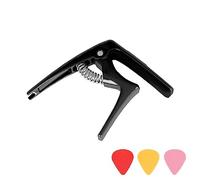 Woedpez Cejilla móvil para guitarras, ideal para guitarras eléctricas, principiantes, afinaciones de guitarra, clip de tono, con 3 púas de guitarra, ajustable, para guitarra acústica