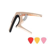 Woedpez Cejilla móvil para guitarras, ideal para guitarras eléctricas, principiantes, afinaciones de guitarra, clip de tono, con 3 púas de guitarra, ajustable, para guitarra acústica