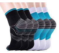woeita Calcetines de compresión para mujeres y hombres Fascitis plantar con soporte para arco - Calcetines de pie de compresión de corte bajo, mejores para deportes atléticos (6 pares)