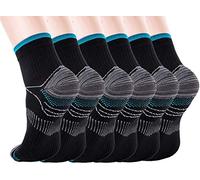woeita Calcetines de compresión para mujeres y hombres Fascitis plantar con soporte para arco - Calcetines de pie de compresión de corte bajo, mejores para deportes atléticos (6 pares)