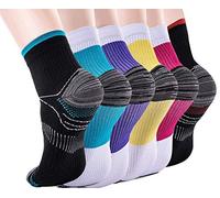 woeita Calcetines de compresión para mujeres y hombres Fascitis plantar con soporte para arco - Calcetines de pie de compresión de corte bajo, mejores para deportes atléticos (6 pares)